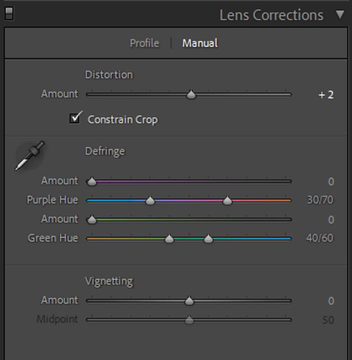 Lens Corrections in lightroom